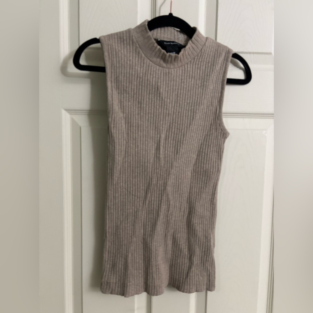 Club Monaco Ribbed Knit Sleeveless Top in Cool Beige